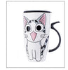 Cat Ceramic Mug With Lid and Spoon