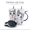 Cat Ceramic Mug With Lid and Spoon