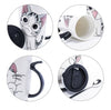 Cat Ceramic Mug With Lid and Spoon