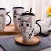 Cat Ceramic Mug With Lid and Spoon