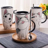 Cat Ceramic Mug With Lid and Spoon