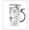 Cat Ceramic Mug With Lid and Spoon