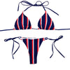 Swimwear - Blue Red Striped Bikini