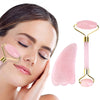 Rose Quartz Roller Slimming Face Massager Lifting Tool Natural Jade Facial Massage Roller Stone Skin Massage Beauty Care Set Box